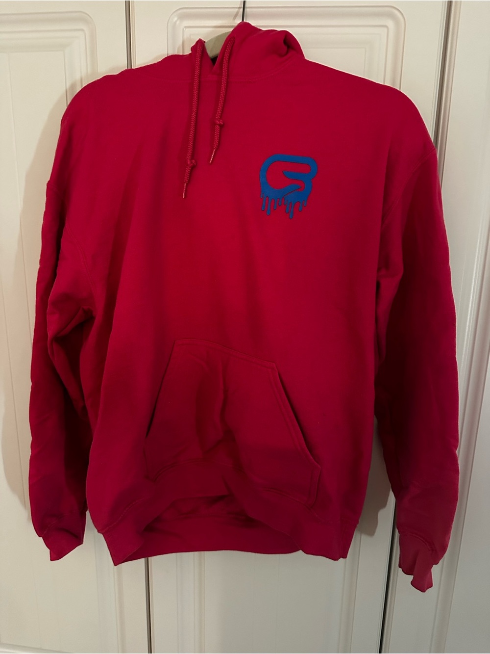 Cyclebar Hot Pink Hoodie with Blue Drip Logo